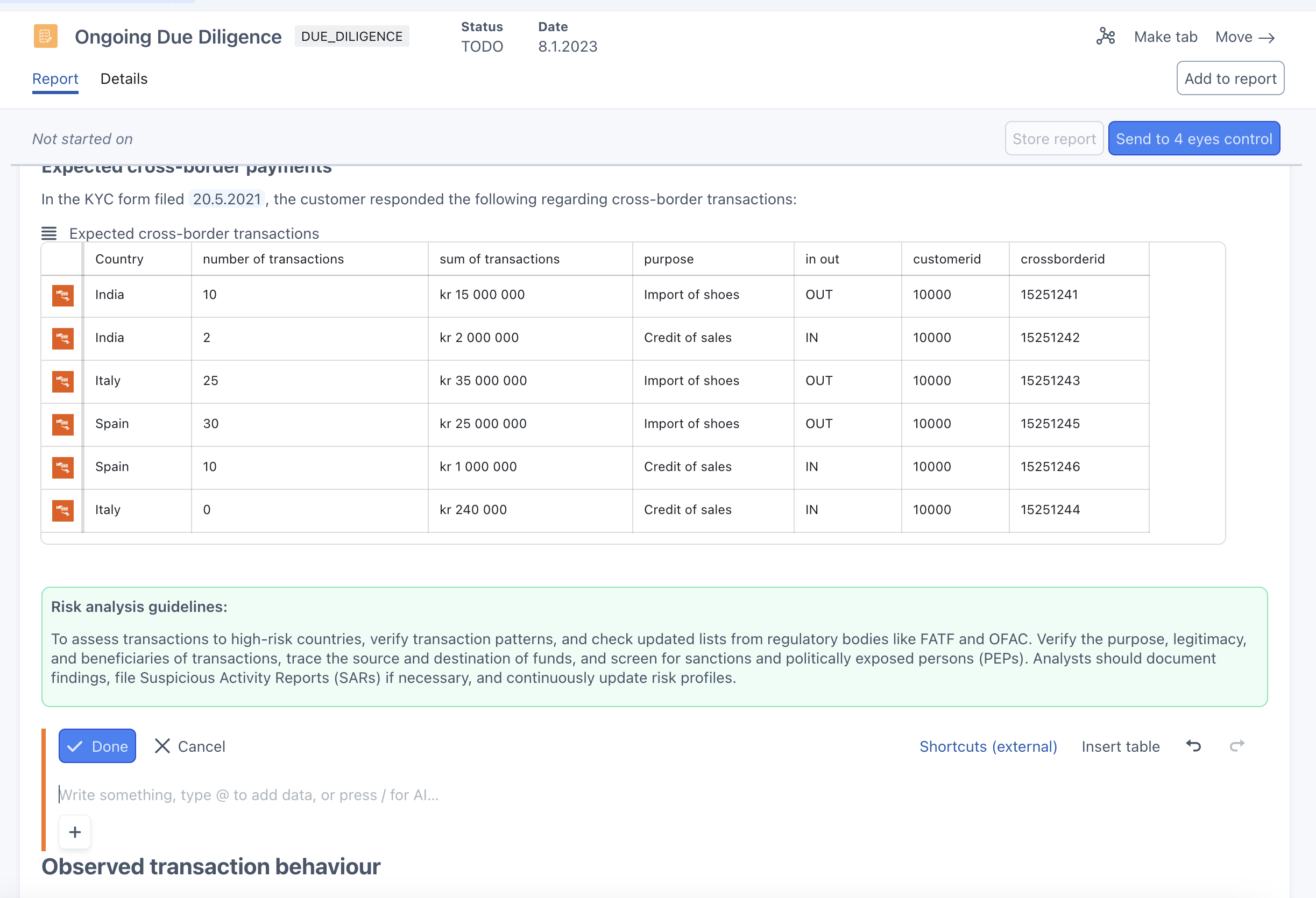 Object type analytics